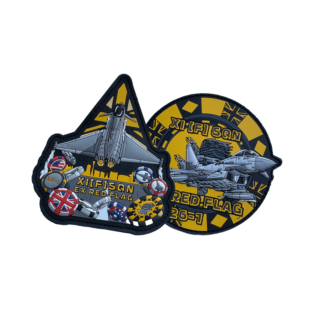 英空軍XI(F) SQN EX RED FLAG 26-1 パッチ 2枚セット RAF XI(F) SQUADRON EXERCISE RED FLAG 2026 PAIR — Dynamic Vectors